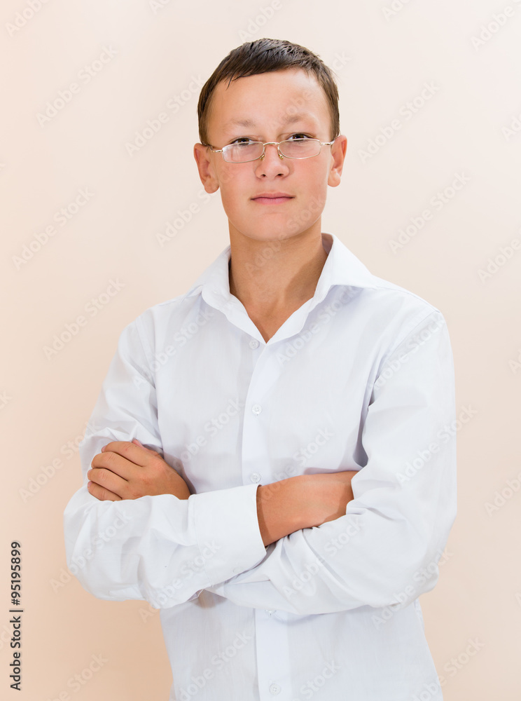 Portrait of schoolboy with glasses Portrait of schoolboy with glasses