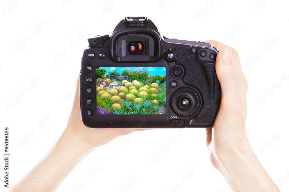 Photographer with camera at work, isolated on white Photographer with camera at work, isolated on white