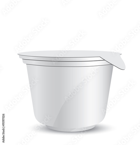 White plastic container of yogurt or ice cream illustration isolated on background