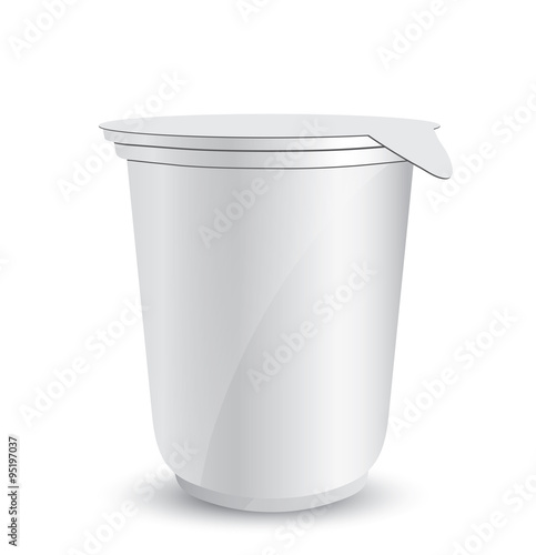 White plastic container of yogurt or ice cream illustration isolated on background