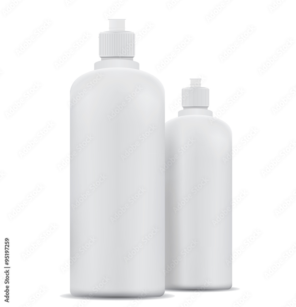 Blank shampoo bottles isolated on white background Blank shampoo bottles isolated on white background