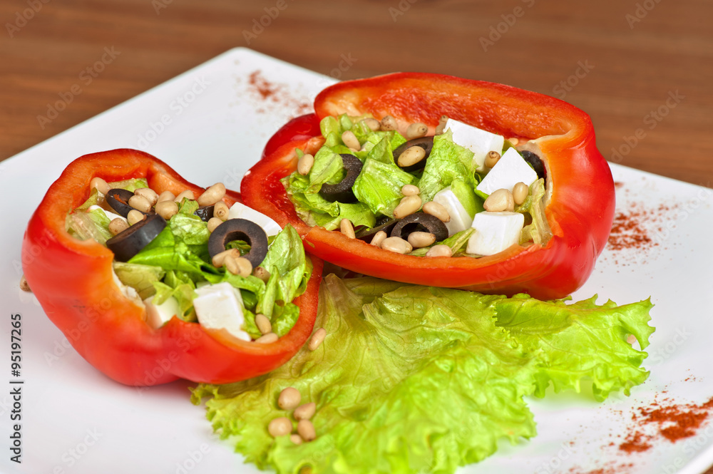 Stuffed peppers roasted with feta cheese Stuffed peppers roasted with feta cheese
