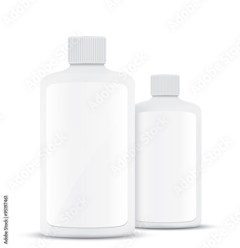 Blank shampoo bottles isolated on white background