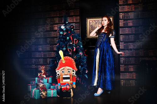 Beauty fashion woman with nutcracker