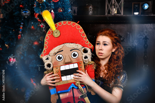 Beauty fashion woman with nutcracker