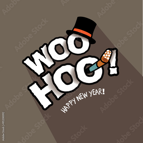 
Woo hoo Happy New Year typography design.