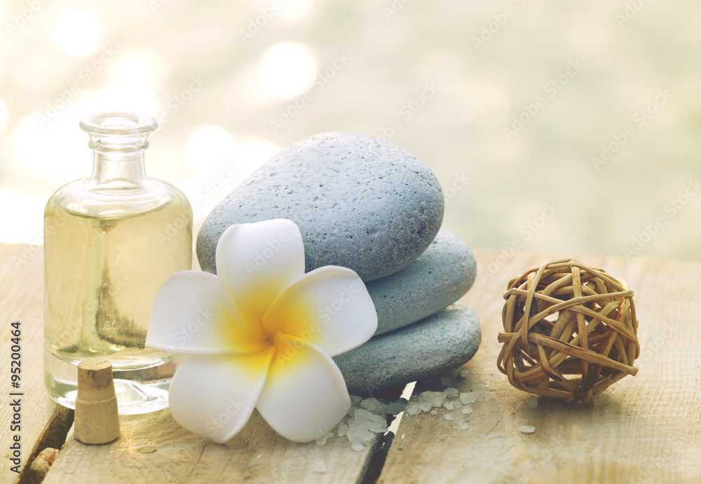 Set of relaxing things on wooden background Set of relaxing things on wooden background