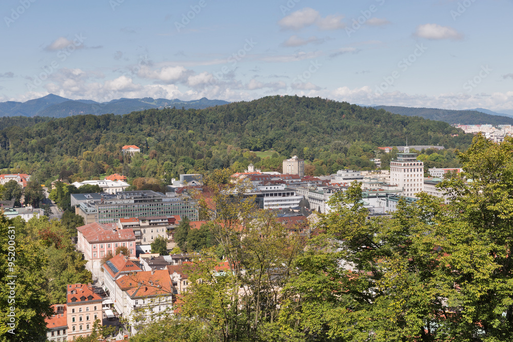 Ljubljana cityscape aerial view, Slovenia