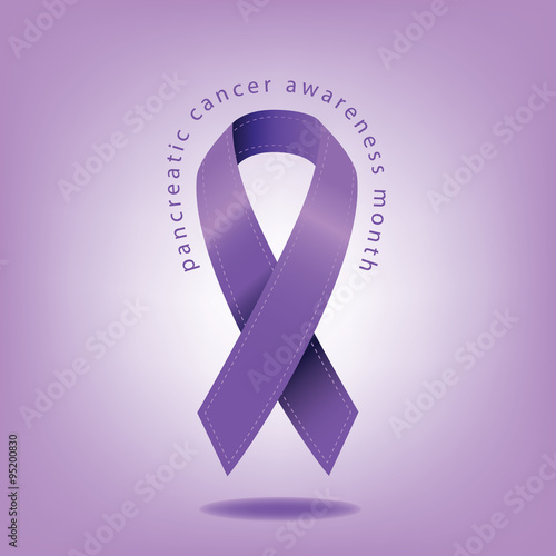 Pancreatic cancer awareness purple ribbon design. EPS 10 vector