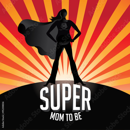 Happy Mothers Day pregnant Super mom to be burst EPS 10 vector royalty free stock illustration