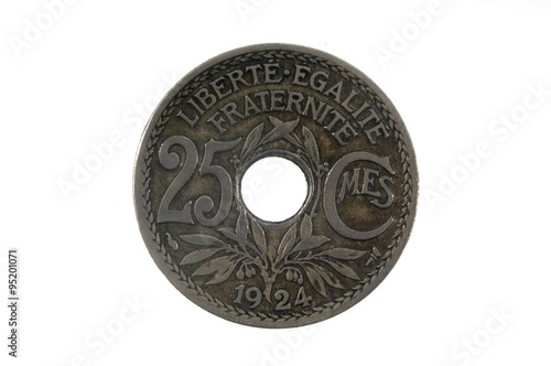 French currency of the twentieth century 25 cents,1924
