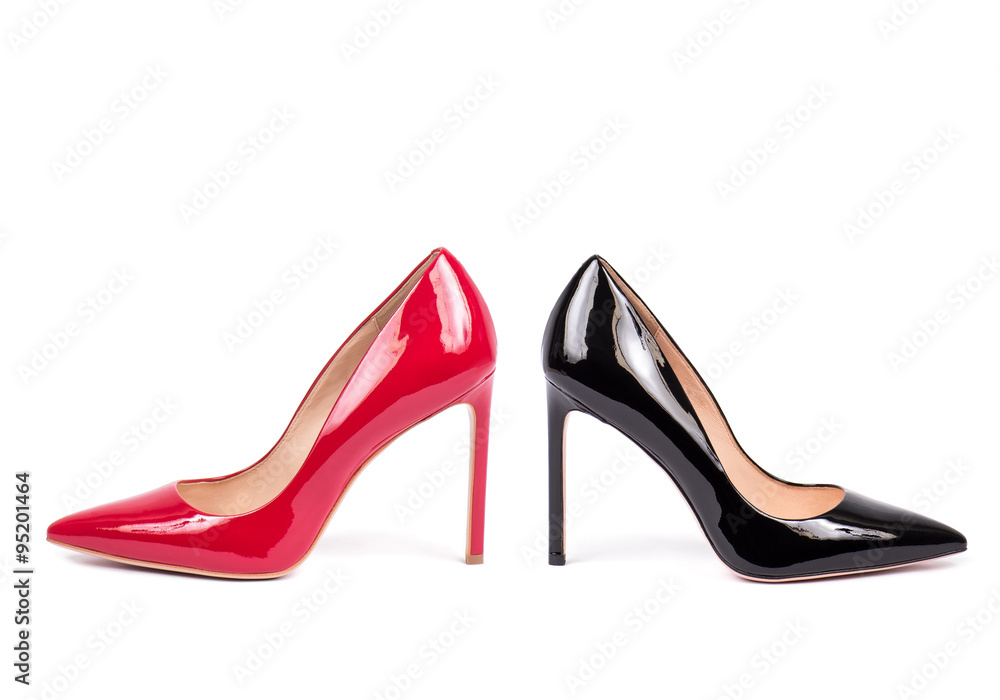 red and black female high heel shoes isolated red and black female high heel shoes isolated