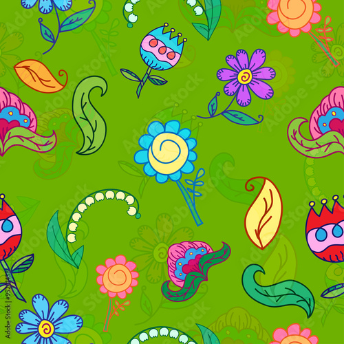 Hand drawing floral seamless pattern