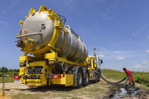 Wallpaper Mural Vacuum truck  for emergency oil spill  refinery oil plant . Torontodigital.ca