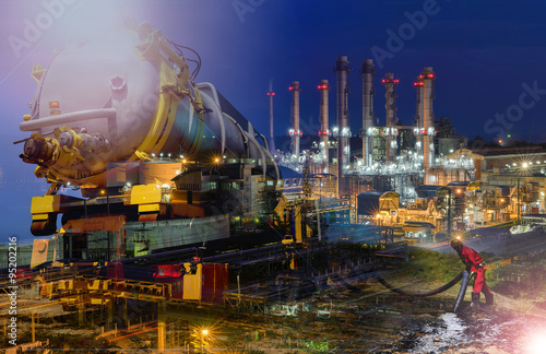 Vacuum truck  for emergency oil spill  refinery oil plant .