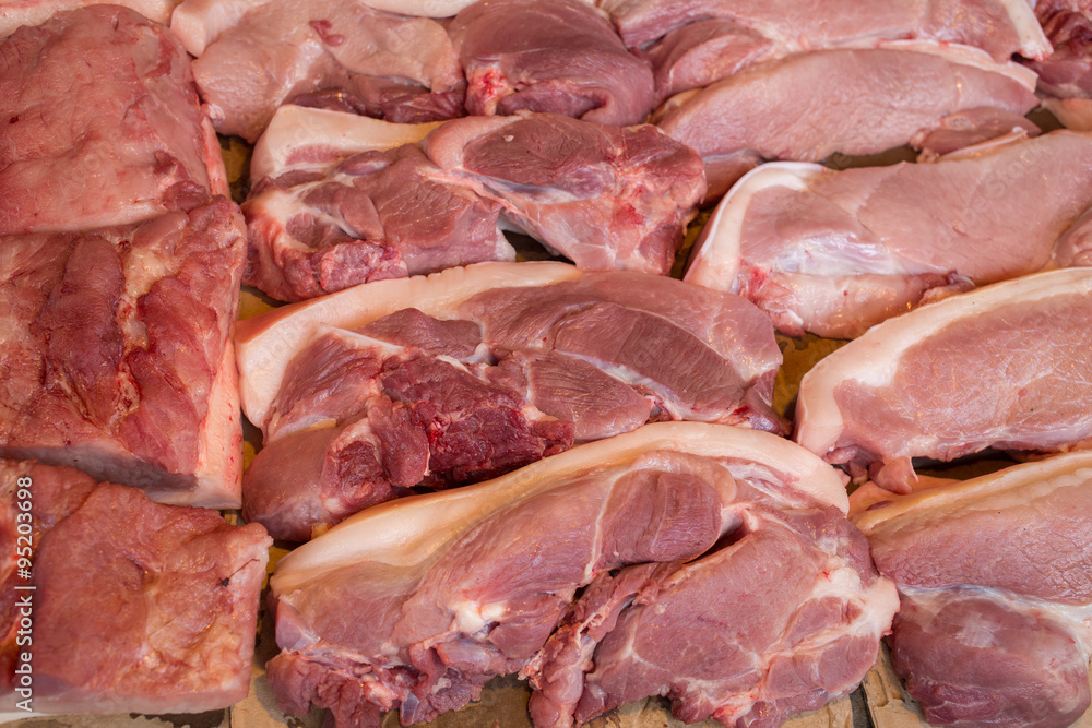 Fresh pork in market