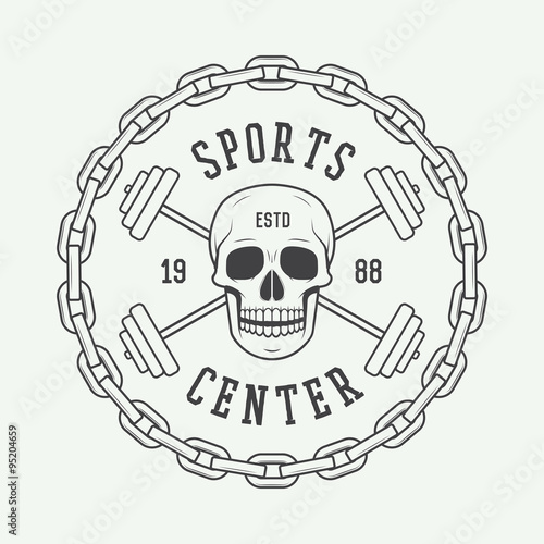 Gym logos, labels and badges in vintage style. Illustration