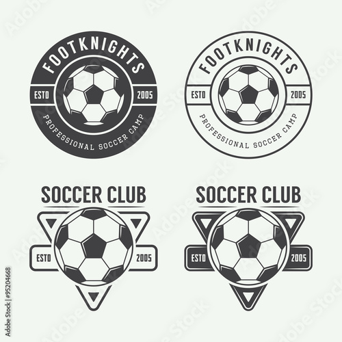 Set of vintage soccer or football logo, emblem, badge.