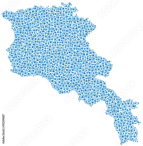 Decorative map of Armenia in a mosaic of blue circles