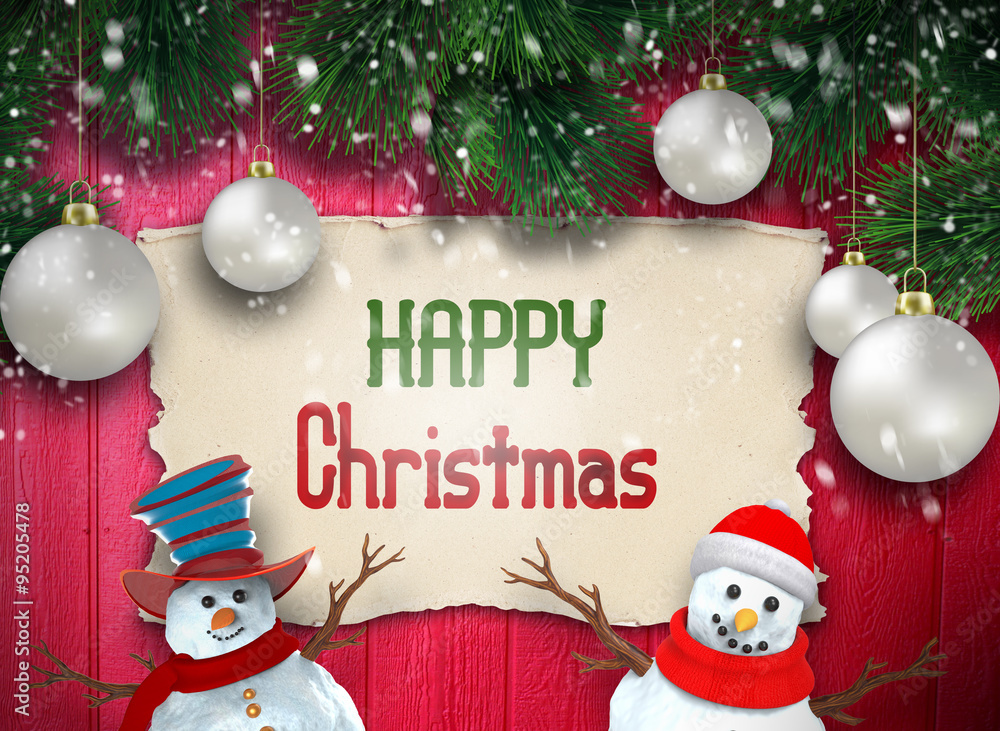 Christmas decoration and snowmen  - obrazy, fototapety, plakaty 