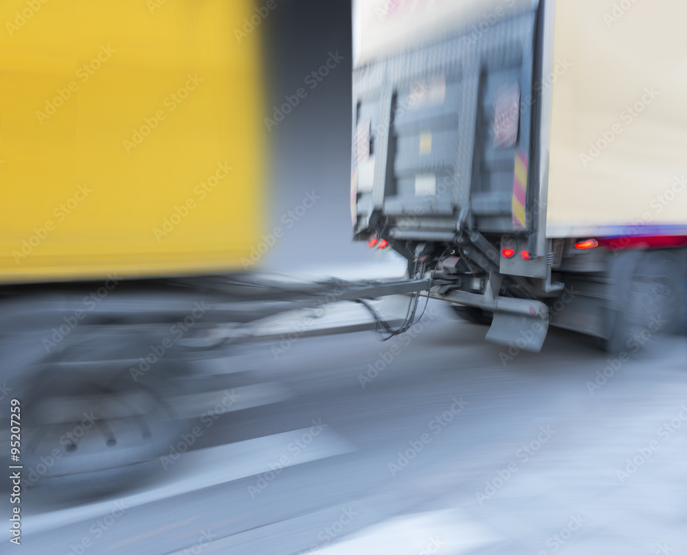Trailer attached to truck Trailer attached to truck