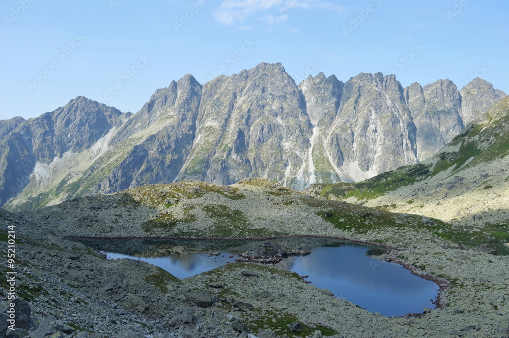 Rock mountains and tarn in Slovakia