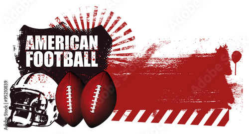 american football shield with stencil red banner