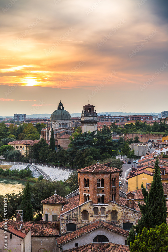 Fototapeta premium Verona at sunset in Italy