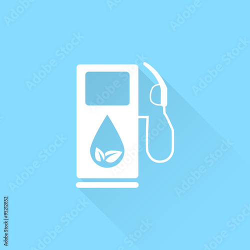 Gas station icon with leaves vector icon. Eco fuel symbol.
