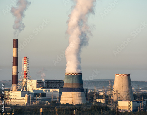 Wallpaper Mural Pipe thermal power plant. Poor environmental conditions, fumes.
 Torontodigital.ca