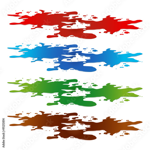 Puddle of paint spill. blood, toxic, water and chocolate stain, plash, drop. Vector illustration isolated on the white background