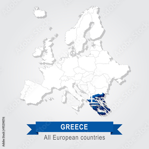 Greece. Europe administrative map.