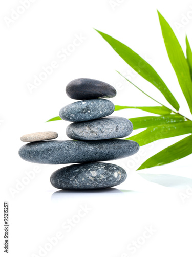 The stacked of Stones spa treatment scene and bamboo leaves with