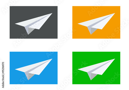 Icono plano avion de papel en varios colores #2
