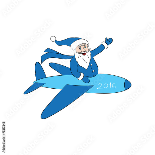 Santa Claus flying airplane