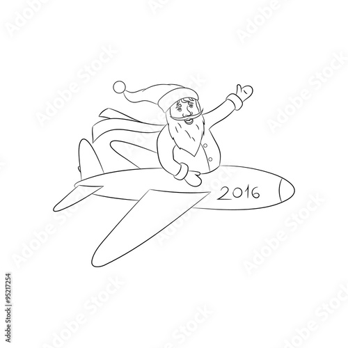 Santa Claus flying airplane