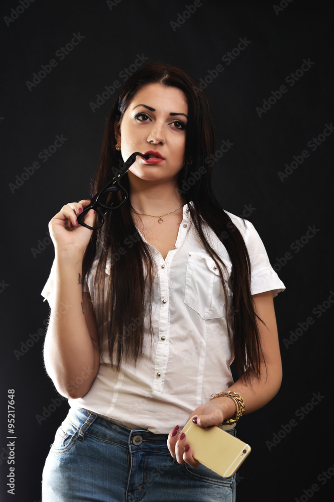 Fototapeta premium sexy woman with phone