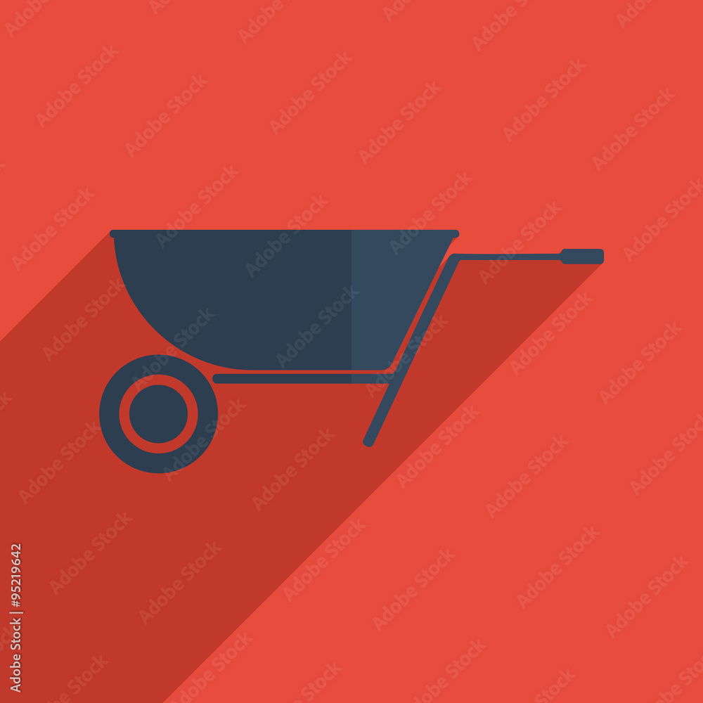 Flat icons modern design with shadow of wheelbarrow Flat icons modern design with shadow of wheelbarrow