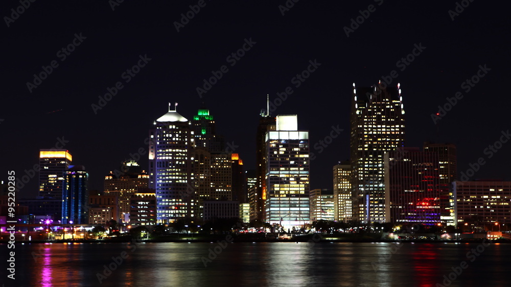 4K UltraHD Timelapse of the Detroit skyline at night 4K UltraHD Timelapse of the Detroit skyline at night