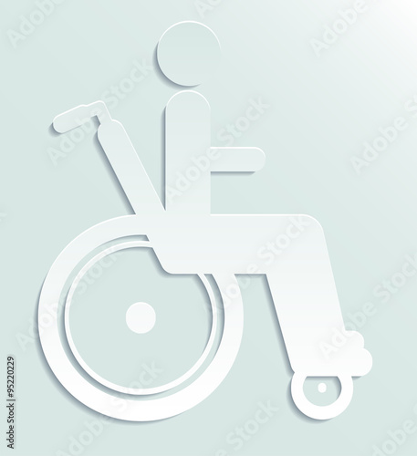 White paper icon disabled person in wheelchair