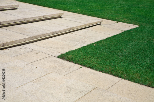 Lawn and steps