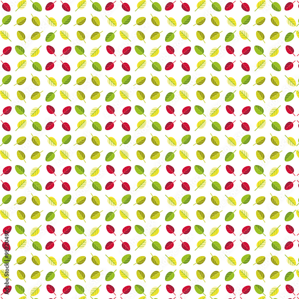 simple seamless pattern of green, yellow and red leaves simple seamless pattern of green, yellow and red leaves