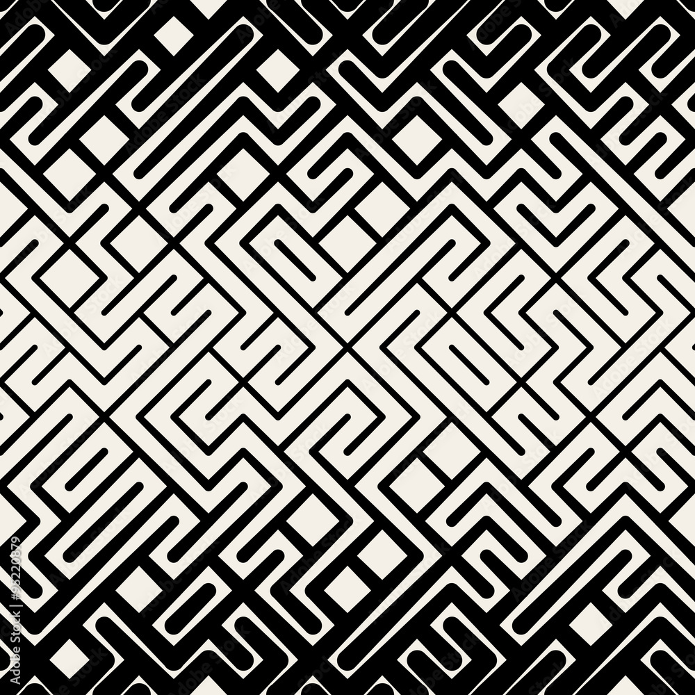 Vector Seamless Black and White Stripes Line Geometric Maze Square Pattern Vector Seamless Black and White Stripes Line Geometric Maze Square Pattern