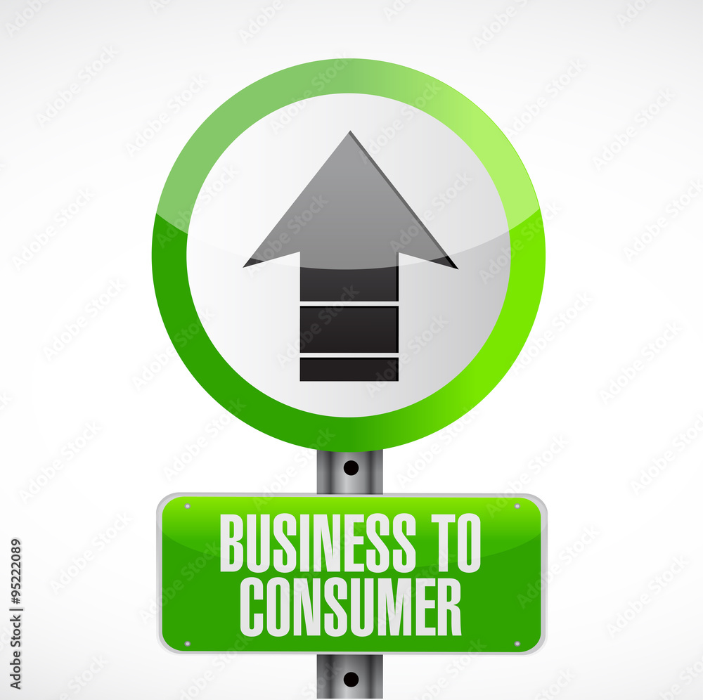 business to consumer road sign concept business to consumer road sign concept