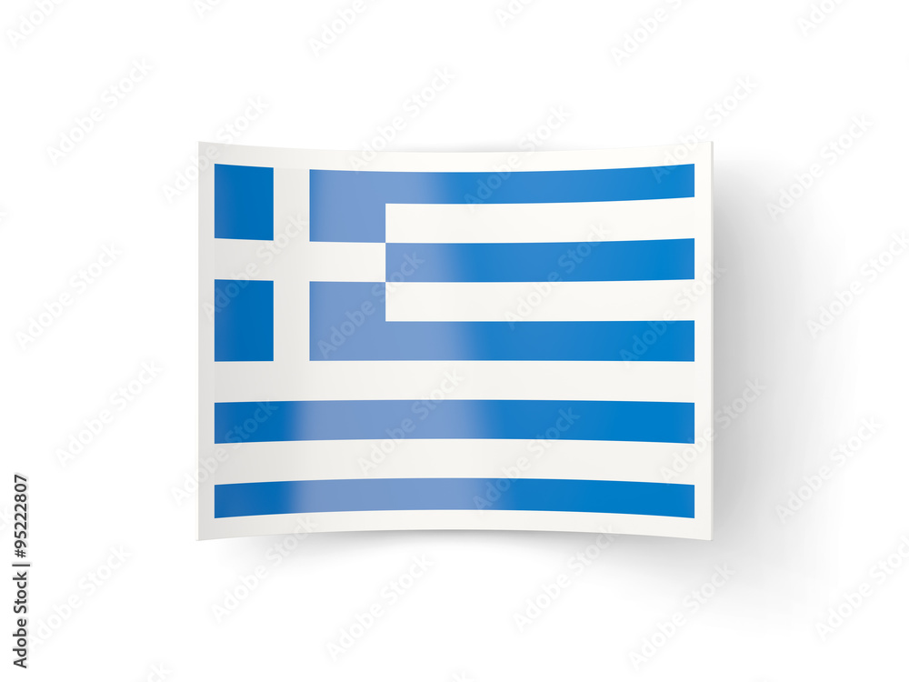 Bent icon with flag of greece - obrazy, fototapety, plakaty 