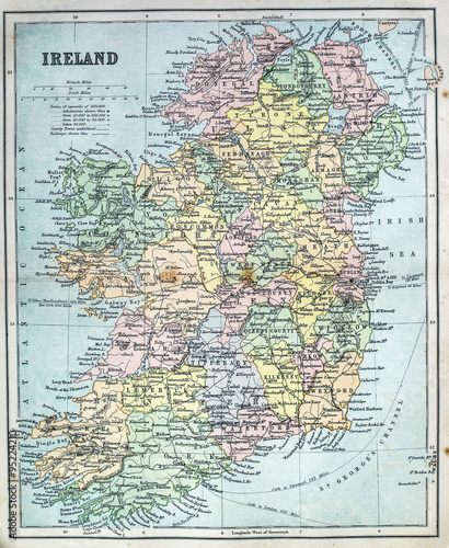 Canvas Print Map of Victorian Era Ireland