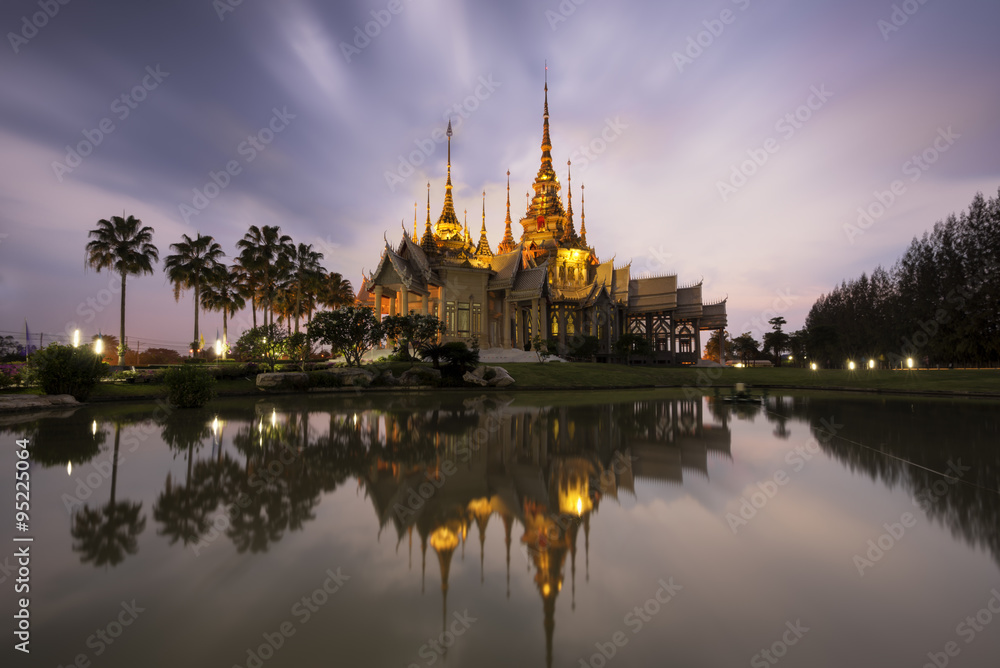  Landmark wat thai, sunset in temple at Wat None Kum in Nakhon Ratchasima province Thailand .