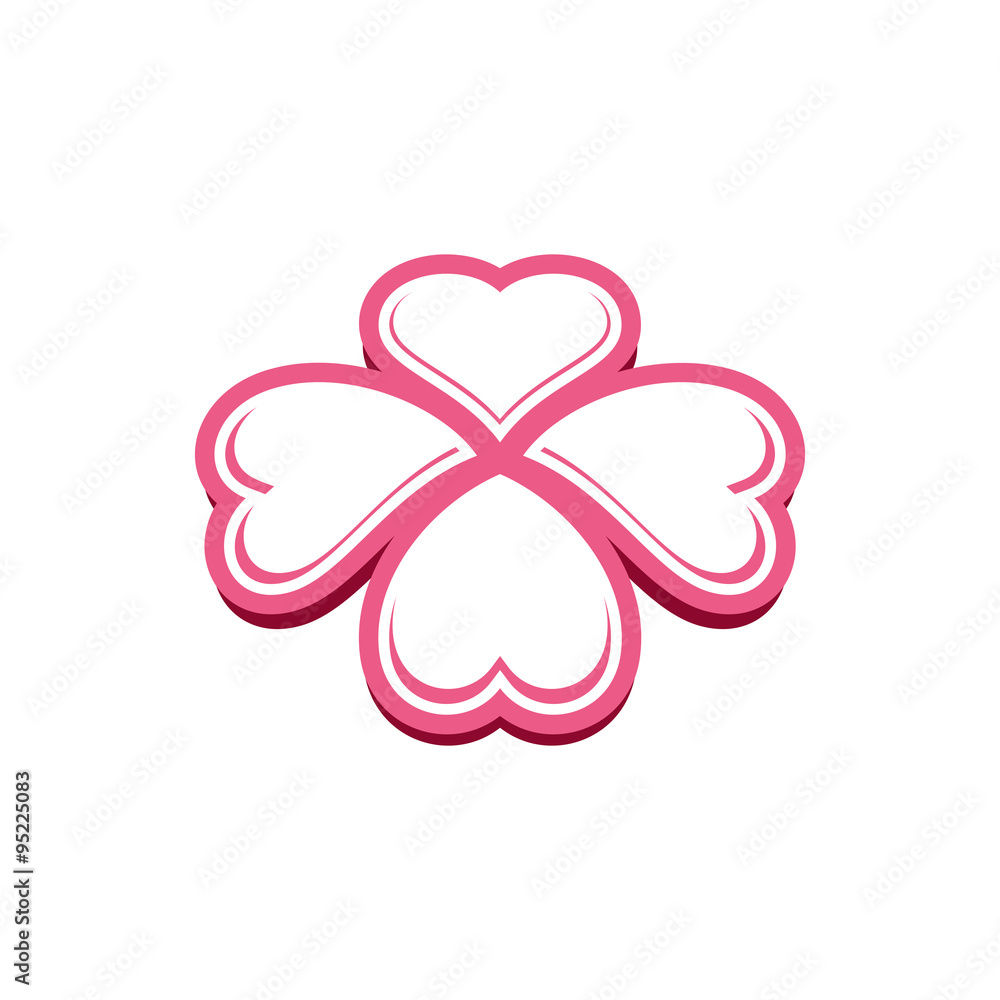 Pink Heart Four Leaf Clover Icon Pink Heart Four Leaf Clover Icon