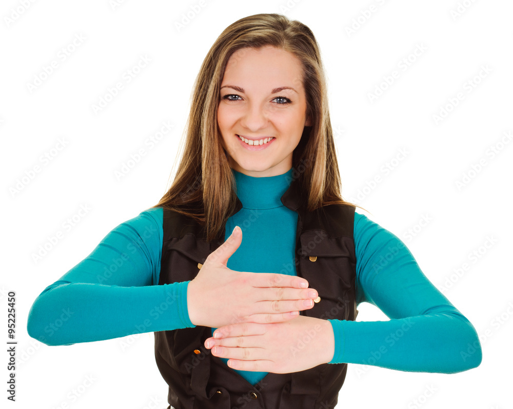 young woman making stop young woman making stop