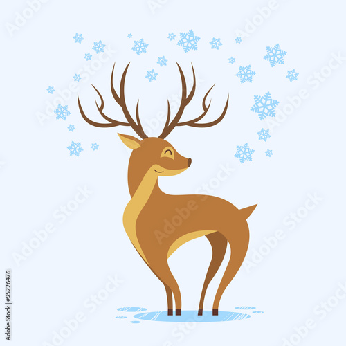 Reindeer Winter Background Cartoon Deer